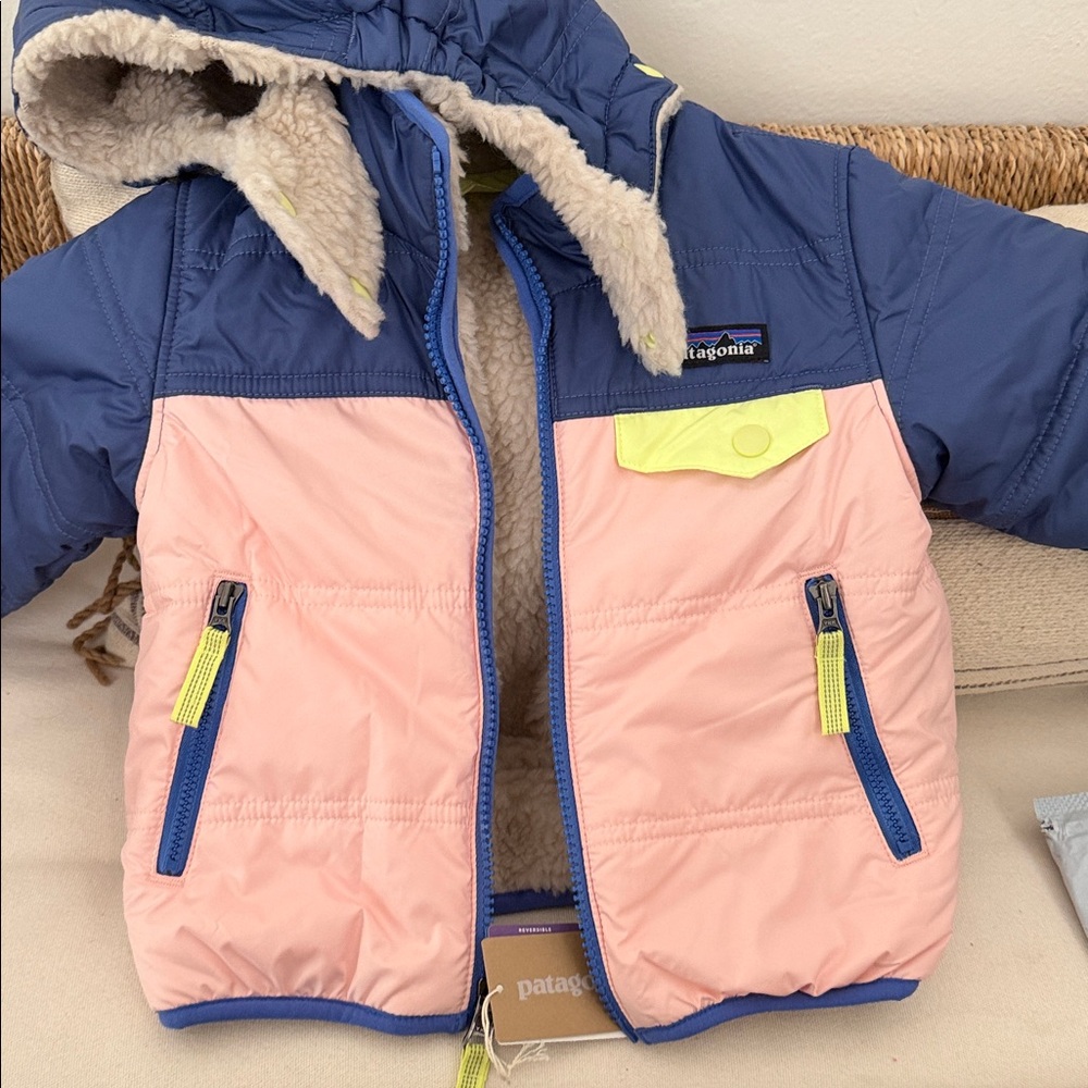 Patagonia Two-Tone Hooded Jacket with Yellow Accents